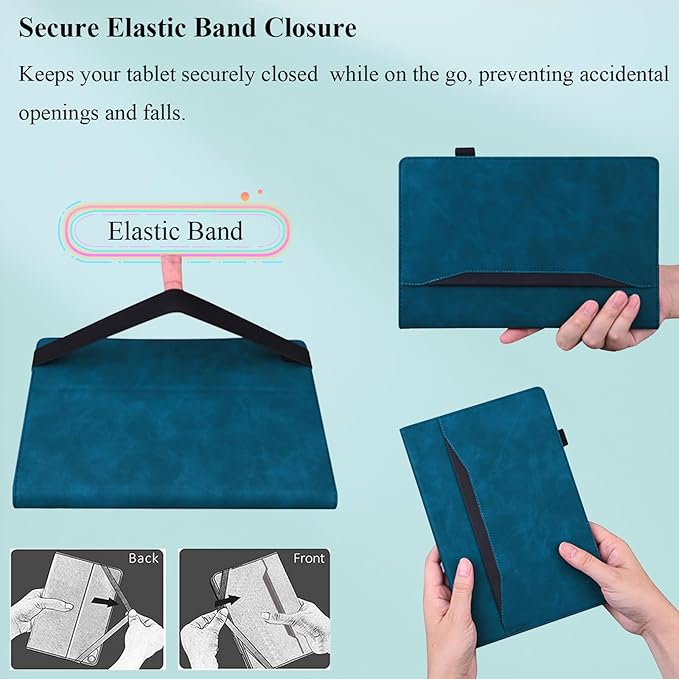 Case for Samsung Galaxy Tab S10 FE+/S10 FE Plus 13.1 Inch 2025 Model (SM-X620/SM-X626B) with Pencil Holder/Pocket/Card Slots Folio Stand PU Leather TPU Back Shockproof Wallet Cover Blue