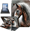 Case for Kindle Fire HD 8 &amp Fire HD 8 Plus Tablet (12th /10th Generation 2024/2022/2020 Release) Horse Theme 360 Degree Rotating Stand Protective Cover with Auto Sleep/Wake