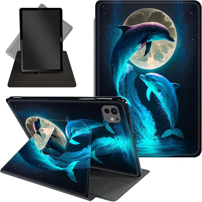 Cute Dolphins and Moon