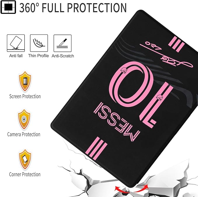 ZERMU Case for iPad (A16) 11th/10th Generation 11''/10.9'' (2025/2022) Mess%i #10 Miam%i Soccer Shockproof Magnetic Cover [Auto Sleep/Wake] with Pencil Holder