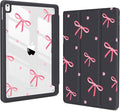 Teryeefi for iPad 10.2 case 2021 20202019 Release 7th 8th 9th Generation Built in Pencil Holder - Stand-Auto Wake/Sleep TPU &amp Hard Stand Clear Back Cover for 10.2 iPad (Black Bow)