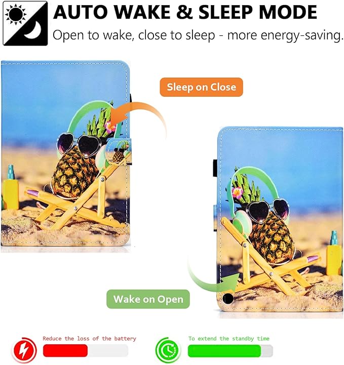 Case for Amazon Fire Max 11 13th Generation (2023) Techcircle Folio Stand PU Leather Magnetic Smart Wallet Soft Cover Protective Case with Pen Holder+Card Slots Auto Wake/Sleep Pineapple Sunbath