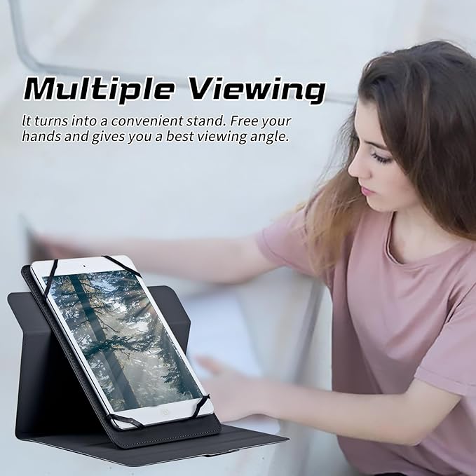 for Walmart Onn 10.1 2024 Onn 10.1 Gen 4 Universal Tablet Case 360 Degree Rotating Kickstand Protective Stand Case with Multiple Viewing PU Leather Shell Case Cherry Blossom House