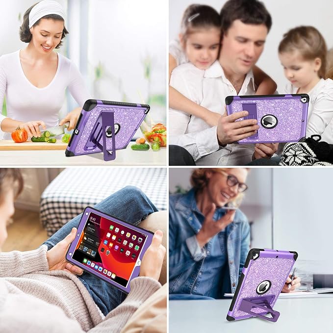 YINLAI for iPad 6th 5th Generation Case 9.7-Inch 2018/2017 iPad Pro 9.7/iPad Air 2nd CaseGlitter Sparkle Women Girls Kids Kickstand Shockproof Protective A1893/A1954/A1822/A1823 Tablet CoverPurple
