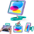 Kids Case for iPad (A16) 11th/10th Gen 10.9'' 2025/2022Adjustable Portrait/Landscape Stand/Drop Proof with HandleChild Friendly Case for iPad Air 11 (M4/M3/M2) 2026/2025/2024(Purplegreen)