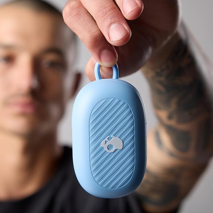 Skullcandy Push Play Active Wireless Earbuds Bluetooth Headphones Noise Isolating Fit 34 Hrs Battery Secure-Fit Over-Ear Hanger Sweat Water Resistant Microphone for iPhone Android - Preppy Blue
