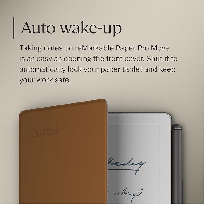 reMarkable Paper Pro Move - Brown Leather Book Folio for Your 7.3'' Paper Tablet