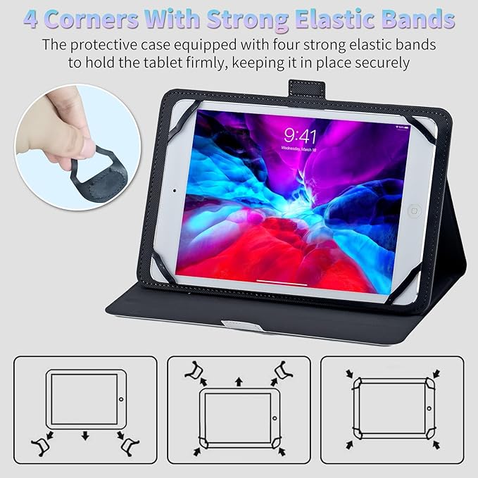 Universal Case for 2024 10 Inch Android 14 Tablets with Octa-Core Lightweight Flip Stand and Adjustable Protective Cover Case for 9 - 10.5 Touchscreen Tablet Flower Cat