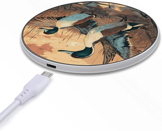 Pintail Ducks Marshlands Fast Portable Charger 10W Funny Graphic Phone Charging Pad with USB Cable