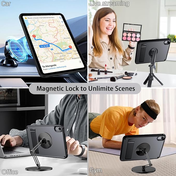 Telaso for iPad mini 7 A17 Pro 2024/iPad Mini 6 2021 Case iPad mini 7th/6th Gen Magnetic Case with Invisible Portrait/Landscape Stand Translucent Matte Back Soft TPU Bumper Protective Cover Black