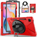 Gerutek Case for Samsung Galaxy Tab S6 Lite 10.4 2024/2022/ 2020 Full-Body Drop Protective Case with Screen Protector Pen Holder 360° Rotate Hand Strap &amp StandShoulder Strap Red