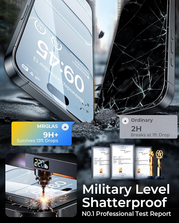 MRGLAS TOP 9H+ Glass 2+2 Packs for iPhone Air Privacy Screen Protector with Camera Lens Protector [Zero Bubble][10X Military Protection] 17 Air 6.5 Tempered Glass Full Edge CoverageCase-Friendly