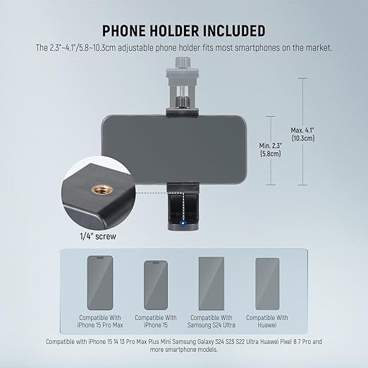 NEEWER Basic 74 Video Tripod Monopod 3 Way Pan Tilt Head Remote Overhead Camera Mount Horizontal Central Axis Phone Holder Compatible with iPhone DSLR Telescope Projector Max Load 17.6lb TP05