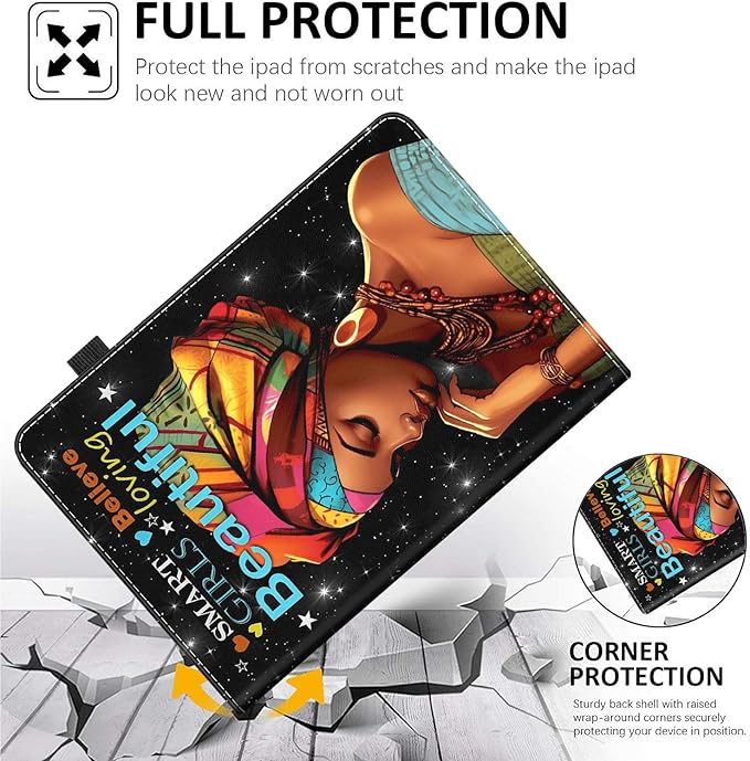 Case for Amazon Fire HD 10 Tablet (9th/7th/5th Generation2019/2017/2015 Release) Multi-Angle Smart Stand Cover Auto Sleep/Wake for Fire 10.1 InchAfrican American Women