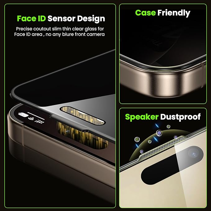 WSKEN for iPhone 16 Pro/iPhone 17 Privacy Screen Protector - [4 Way 360 Anti-Spy] [Auto Dust-Remove &amp Zero Bubble] 4 Directions Anti Peep Shatterproof Tempered Glass for 16 Pro 6.3 Inch 2 Pack
