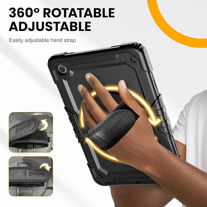 Timecity for Samsung Galaxy Tab A9+/ A9 Plus Case 11 inch Full-Body Protective with Screen Protector Rotating Stand/Handle and Shoulder Strap for Galaxy A9+ Tablet Case (SM-X210/X216/X218)- Black