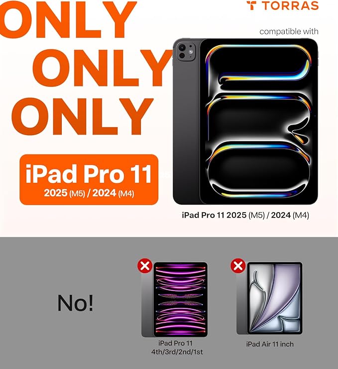 TORRAS Ostand K1 Guardian for iPad Pro 11 inch Case M5 2025 &amp 2024 M4 Ultra Stable Stand Multiple Adjustable Viewing Angles Slim Protective Kickstand iPad Pro 11 Case with Pencil Holder Blue