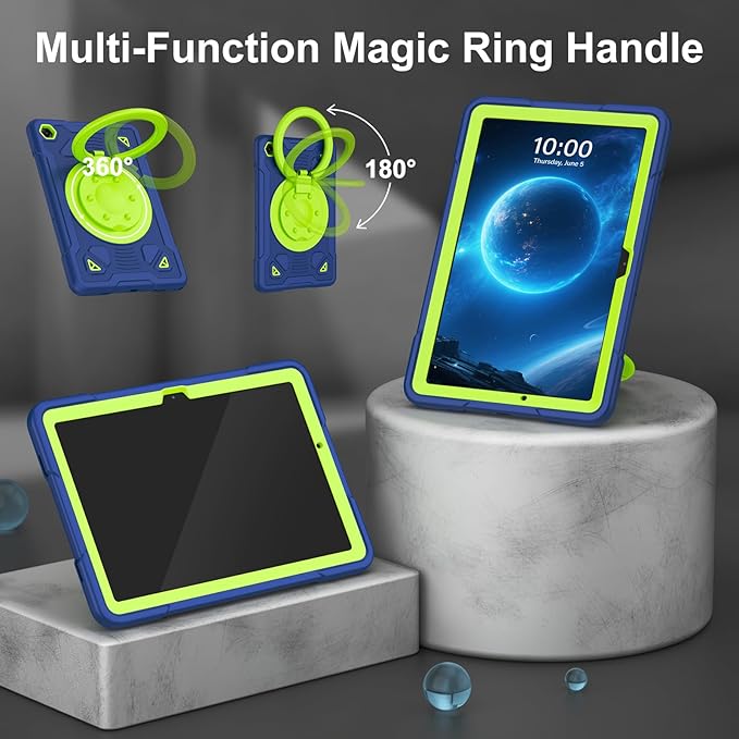 Case for Samsung Galaxy Tab A11+ Plus/ A9+ 11 inch 2025/2023 with Screen Protector 360°Rotating Stand &amp Shoulder Strap Pencil Holderfor Tab A11 Plus / A9 Plus Tablet Case Kids (Navy+Green)