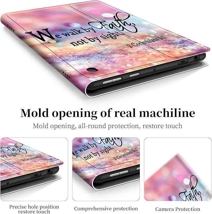 for Fire Hd 10 Tablet Case 11th/13th Generation 2021/2023 ReleaseHybrid Slim Multi-Angles Stand Cover for Kindle Fire HD 10 Plus 11th GenAuto Wake/Sleep-we Walk by Faith Pink Purple