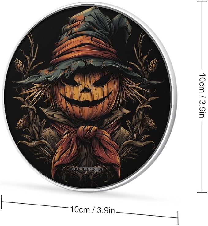 Scarecrow Pumpkins Fast Portable Charger 10W Funny Graphic Phone Charging Pad with USB Cable