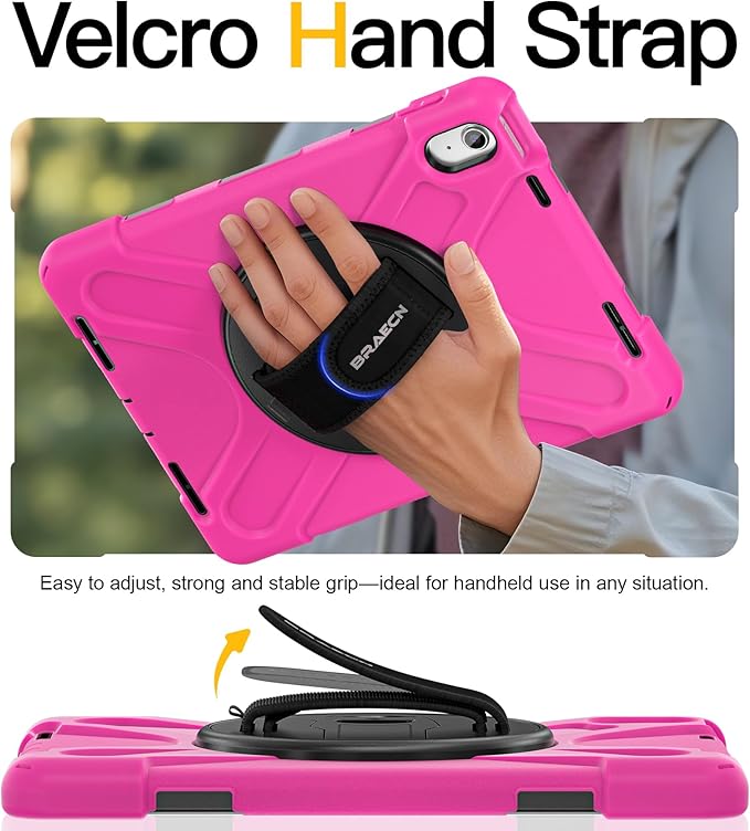 BRAECN for iPad (A16) 11th/10th Generation case 11/10.9 inch 2025/2022 Heavy Duty Shockproof Protective with Pencil Holder Screen Protector 360°Rotating Stand Handle &amp Shoulder Strap Full Body Cov