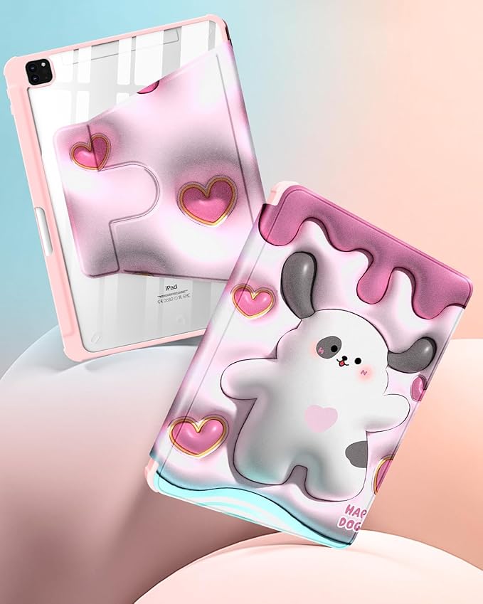 for iPad Air 11 inch Case Air 5th/4th Generation 10.9 Pro 11'' Case Women Girls for Apple Pencil Holder Cute Kawaii Cartoon Dog Rotating Folio Cover for Apple iPad Air 5/Air 4/Pro 11