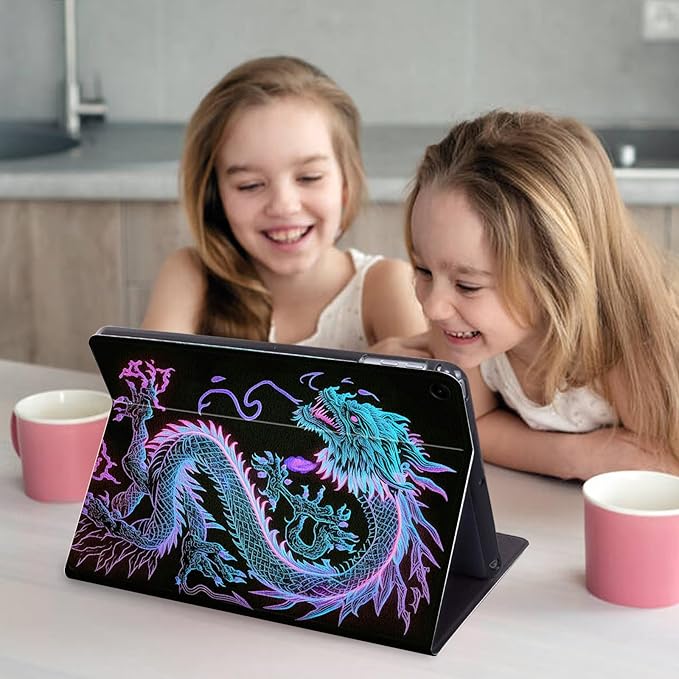 Case for Samsung Galaxy Tab A11+ / A9 Plus 11-Inch (2026/2024) Lightweight Adjustable Stand Folio Cover PU Leather Smart Protective Case with Auto Wake/Sleep Blue Dragon