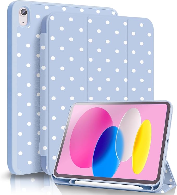 White Polka Dots Sky Blue