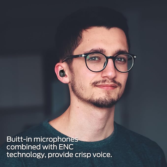 Monster Achieve 300 AirLinksWireless Earbuds Bluetooth 5.3 in-Ear Stereo Headphones Built-in Mic for Crystal Clear Call 32H Playtime Type-C Charging Black