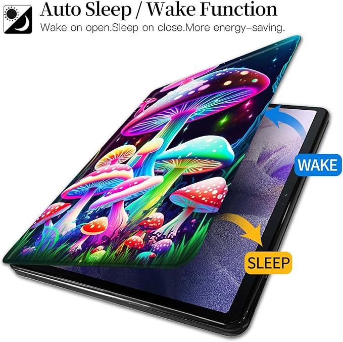 Case for Kindle Fire HD 10 Tablet (5th/7th/9th Generation2015/2017/2019 Release) Gorgeous Mushrooms Theme 360 Degree Rotating Stand Protective Cover with Auto Sleep/Wake for HD 10 Tablet
