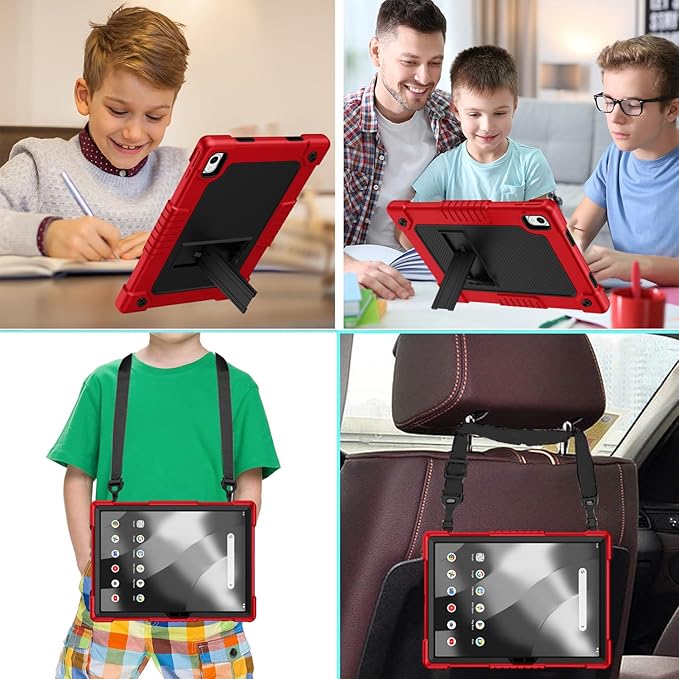 for Onn 12.1 Tablet Pro Tablet Case with 2 Pcs Screen ProtectorBuilt in Kickstand Shoulder Strap Heavy Duty Hybrid Case for Walmart Onn 12.1 Pro Tablet 2024 Model:100146663 (Red/Black)