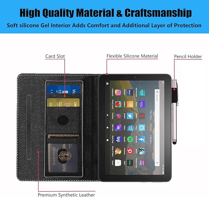 Case for Kindle Fire 7 Tablet (7 9th/7th Generation 2019/2017 Release) - Stay Positive Work Hard and Make It Happen Inspirational Quote PU Leather Folio Case with Smart Auto Wake/Sleep