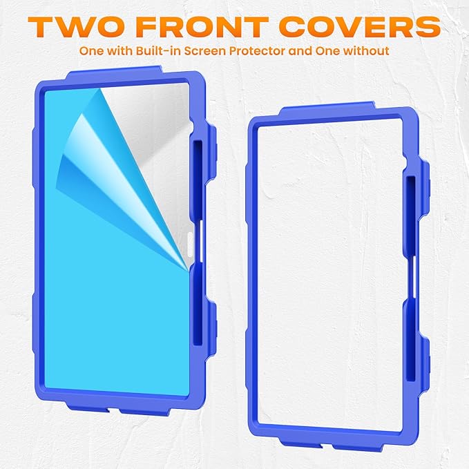 SEYMAC stock Case for iPad Air 13-inch M4-M2 2026-2024 (Gen 8-6) Shockproof Heavy Duty Case with Screen Protector Pencil Holder Rotating Stand Hand Strap Shoulder Strap Blue
