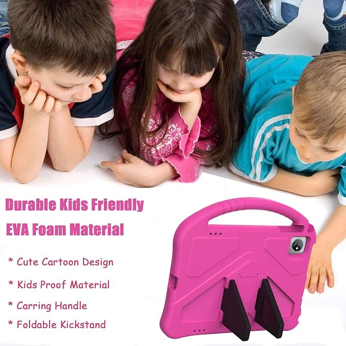 Kids Universal Case for Blackview Tab 8 WiFi 10.1 inch 2023 EVA Foam Stand Handle Cover for Blackview Tab 7 WiFi/OSCAL Pad 60/ DragonTouch Notepad 102/ Teclast P40HD 10.1 Tablets - Hot Pink
