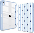 Teryeefi for iPad A16 Case 11 Inch 2025 Release for iPad 10th Generation 10.9 Inch 2022 Protective Shell with Pencil Holder Soft TPU+Crystal Hard Back Cover (Cute Blue Stripes)