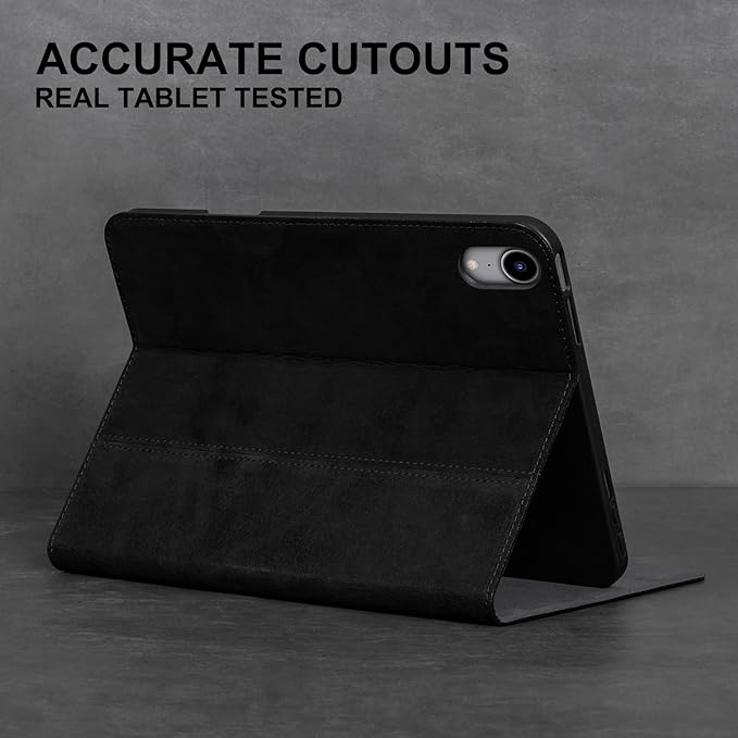 Gexmil Leather Case for iPad mini 7 (A17 Pro) 2024 / iPad mini 6 Generation 2021 8.3 InchPremium Cowhide Cover with Pencil HolderAdjustable Stand Auto Wake/SleepSanded Black