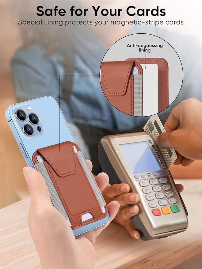 Miroddi for MagSafe Wallet with Privacy Flap Strongest Magnetic Card Holder for iPhone 17/16/15/14/13/12 Series Leather Magnetic Phone Wallet Fit 7 Cards RFID Blocking No More Falling Brown