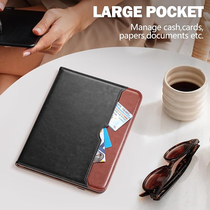 Akkerds Compatible for iPad (A16) 11th Generation Case 11 Inch 2025 for iPad 10th Generation Case 10.9 Inch 2022 with Pencil Holder Protective Leather Business Stand CoverMultiple AnglesBlackbrown