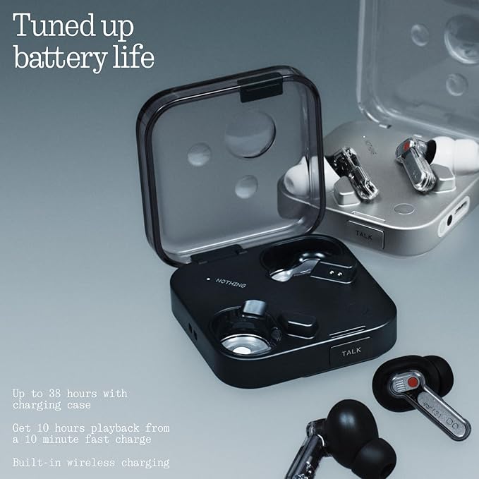Nothing Ear (3) Wireless Earbuds Super Mic 45dB Hybrid Active Noise Cancelling Bluetooth Headphones Hi-Res 6 Mics 12mm Dynamic Bass Boost Dual Connect ANC Sport Ear Buds for iPhone Android White