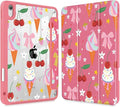 Case for iPad 11 inch A16 2025 Generation 11th / iPad 10.9 inch 2022 10th Gen Buit in Pencil Holder with Shockproof Cover Clear Transparent Back Shell Auto Wake/Sleep Ice Cream-Bows-Red