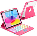 Touchpad Keyboard Case for iPad (A16) 11th 10th Generation 360 Rotation Cover with Pencil Holder Wireless Backlit Detachable Keypad for iPad 11 inch 2025/10 Gen 10.9 2022 Watermelon Red