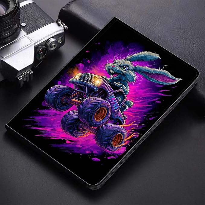 Case for Samsung Galaxy Tab A11 / Tab A9 8.7-Inch 2025/2023Slim Protective LeatherAuto Wake/SleepAdjustable Viewing Angle Stand.Rabbit in Monster Truck