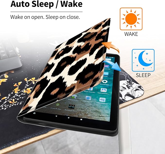 Case for iPad Pro 13 Inch Case M4 (2024 Model 7th Generation)PU Leather Folio Cover with Auto Sleep WakeMulti-Angle ViewinBrown Leopard Print