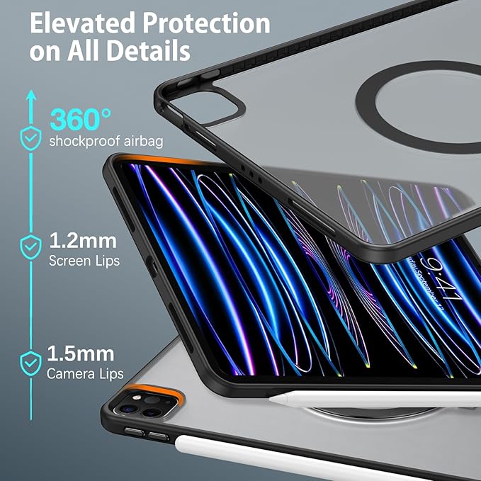 BENTOBEN Kickstand Case for iPad Air 5th/4th Generation (2022/2020) 10.9 inch for iPad Pro 11 2022/2021/2020/2018 Multi-Angle Viewing Foldable Stand Matte Design Shockproof Protective Cover Black