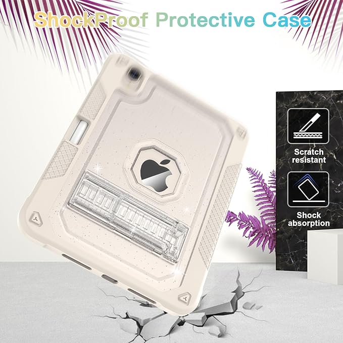Case for iPad mini A17 Pro for iPad mini 7th/6th Generation Case 8.3 inch 2024/2021 with Pencil Holder/Stand Slim Cover for i Pad Mini 7/6 (Clear Glitter/Starlight)