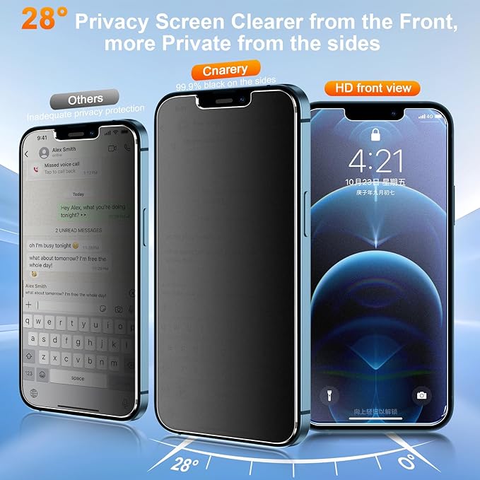 2 Pack matte privacy Screen Protector for iPhone 12 pro max