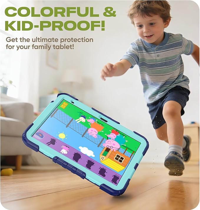 HXCASEAC Kids Case for iPad A16 11th/10th Generation Full Body Protective Design | Foldable Stand | Screen Protector | Pencil Holder Durable for iPad 11th Gen 11 inch / 10th Gen 10.9 inchNavy+Blue
