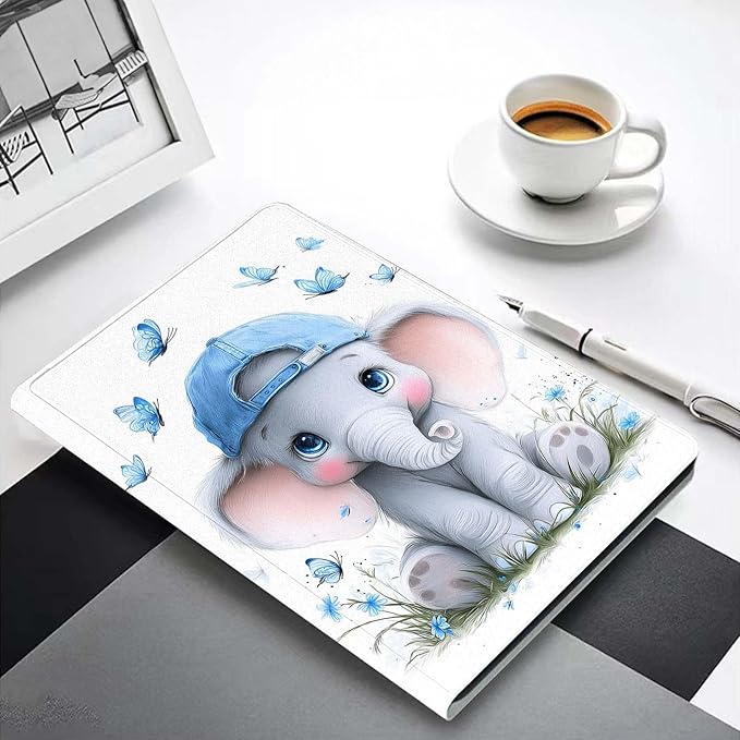 Case for iPad Air 3 10.5 2019/iPad Pro 10.5 2017Slim PU Leather Cover Adjustable Stand Auto Wake/SleepBlue Butterfly Elephant Baby