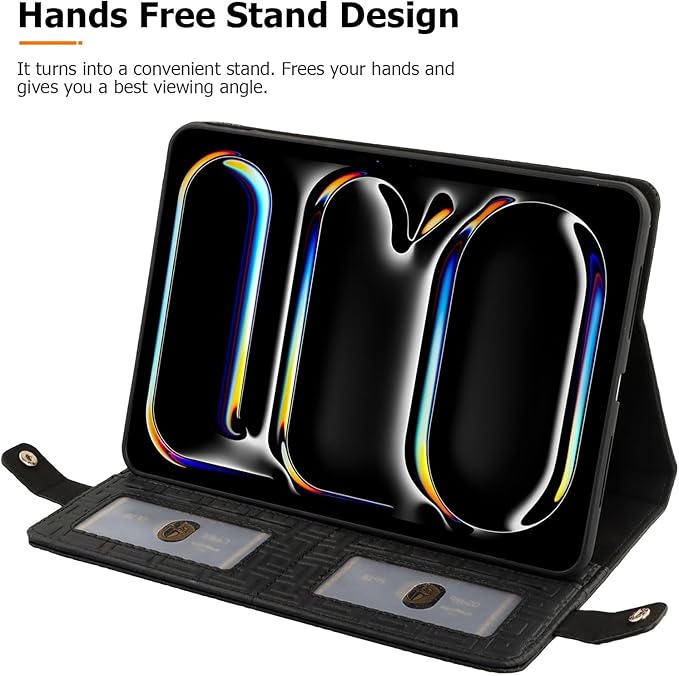 Dteck Handbag Case for iPad 9th/8th/7th Generation 2021/2020/2019 10.2 Inch with Pencil Holder Folio Stand PU Leather Crossbody Shoulder Hand Strap Card Pockets Magnetic Envelope Wallet CoverBlack