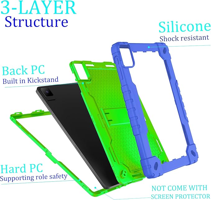 for TCL TAB 10 NXTPAPER 5G 10.4 Inch Tablet case Hybrid Shockproof Silicone Gel Protective Cover with Kickstand for TCL TAB 10 NXTPAPER 5G 10.4 Inch 2025 (9199S) (Navy/Green)
